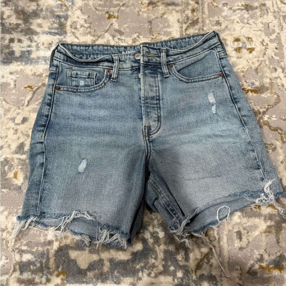 Old Navy Light Wash Frayed Denim High-Rise Shorts